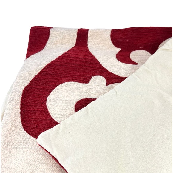 Pottery Barn Red Scroll Chain Stitch 20 in Pillow Cover - Picture 3 of 6